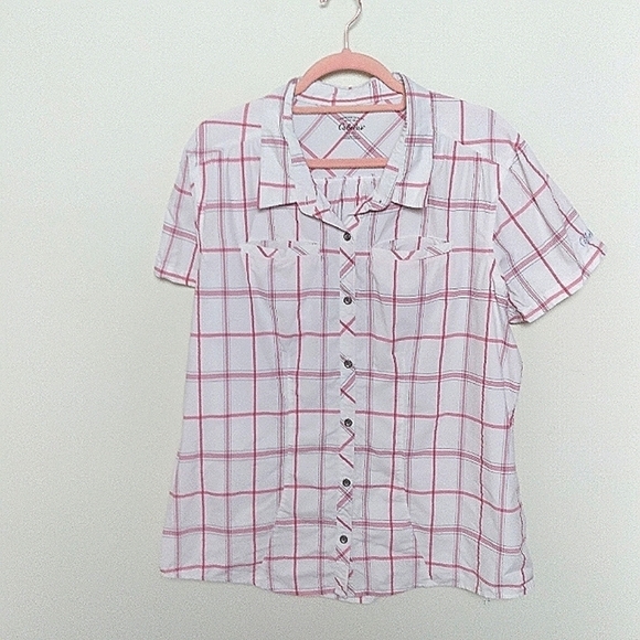 Cabela's Tops - Cabela's Short Sleeve Red and White Plaid Button Down Shirt Size XL